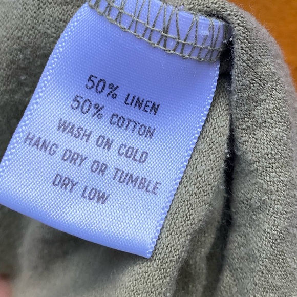 Jenny Pennywood Moth Pattern Tee Shirt Muted Olive Green size 2 Linen Cotton - Picture 3 of 10